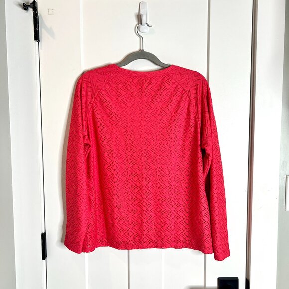 Coolibar Pink Round Neck Long Sleeve Eyelet Swim Top UPF UV Protection Sz L - Picture 4 of 4